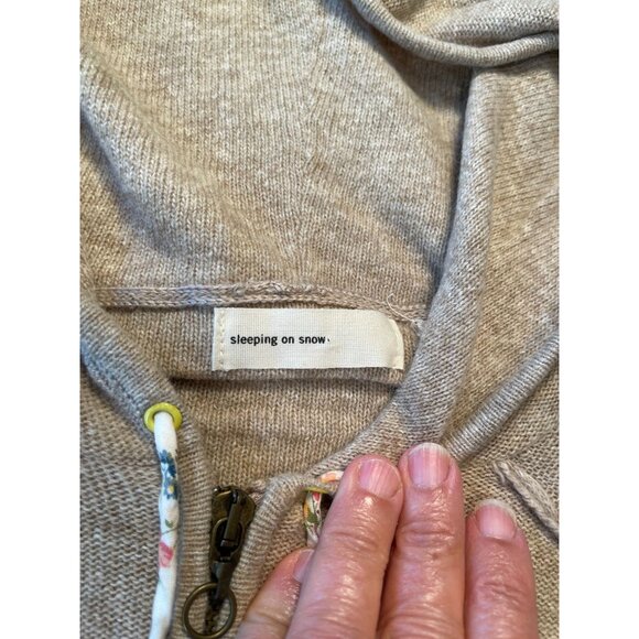 ANTHROPOLOGIE Sleeping On Snow Knit Hooded Zip Cardigan Floral  Y2K  Womens XS - Picture 6 of 11